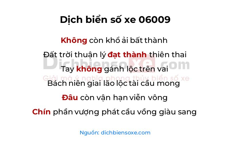 Dịch thơ biển số 06009