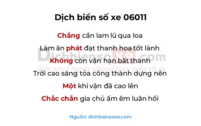Dịch thơ biển số 06011