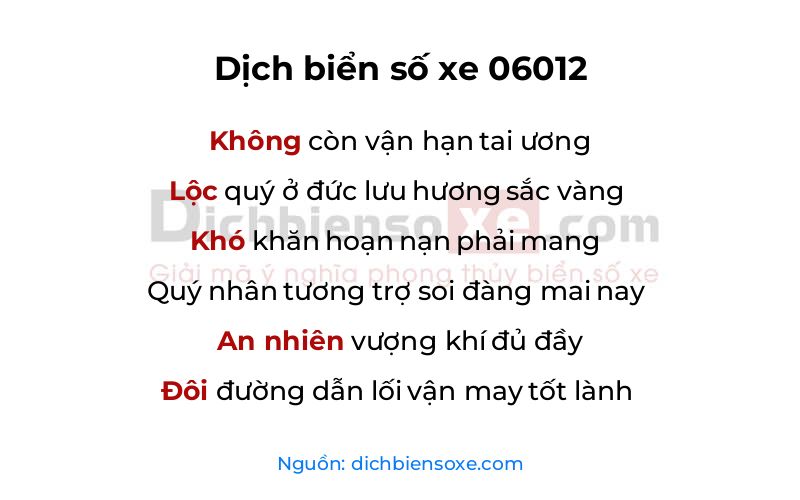 Dịch thơ biển số 06012