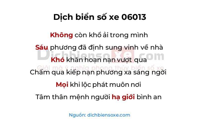 Dịch thơ biển số 06013