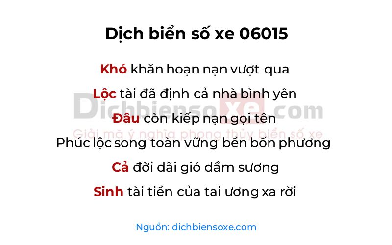 Dịch thơ biển số 06015