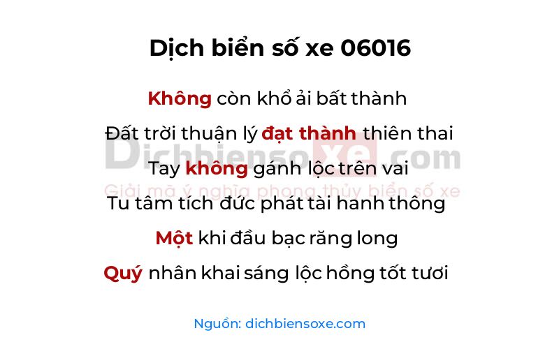 Dịch thơ biển số 06016