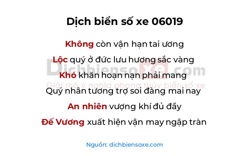 Dịch thơ biển số 06019