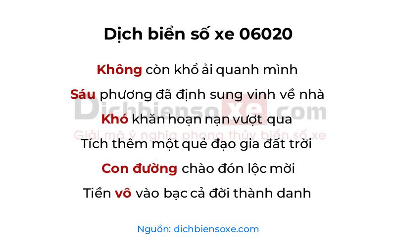 Dịch thơ biển số 06020