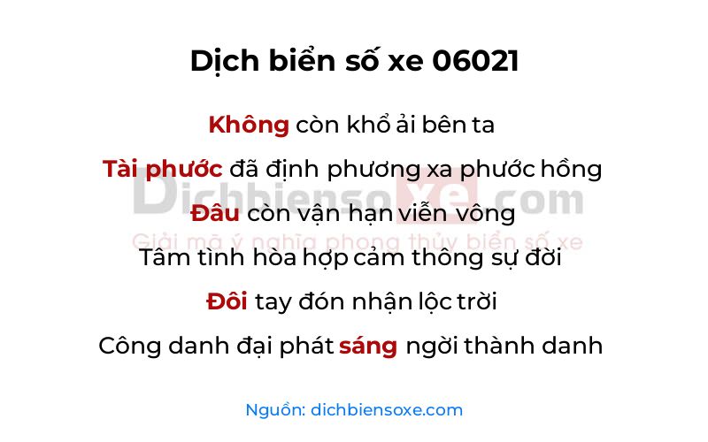 Dịch thơ biển số 06021