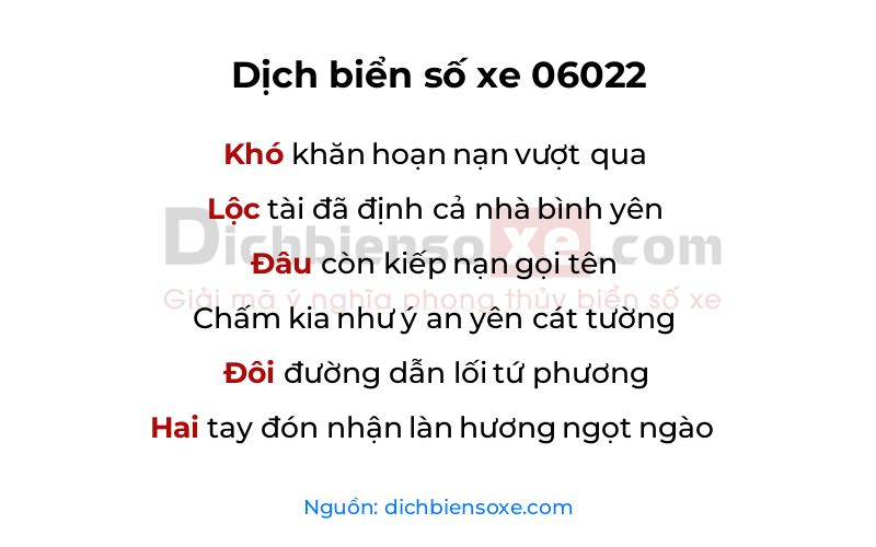 Dịch thơ biển số 06022