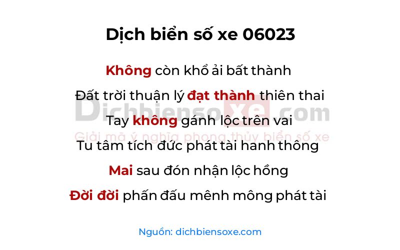 Dịch thơ biển số 06023