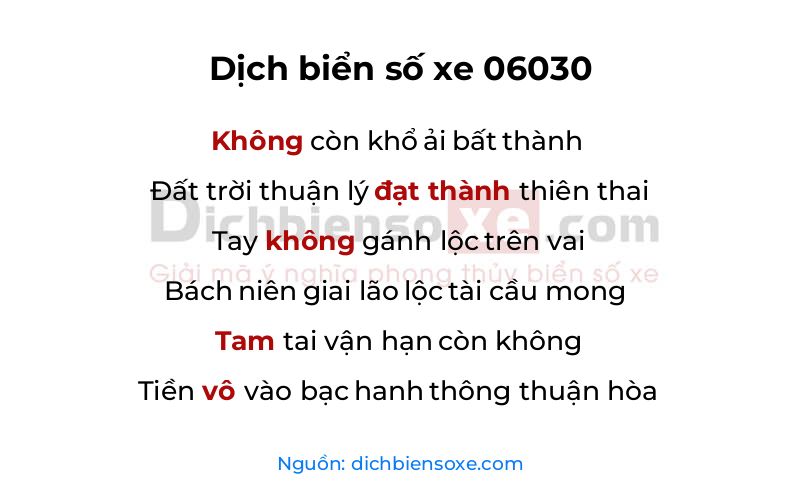 Dịch thơ biển số 06030