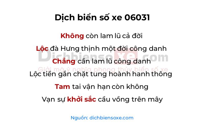 Dịch thơ biển số 06031