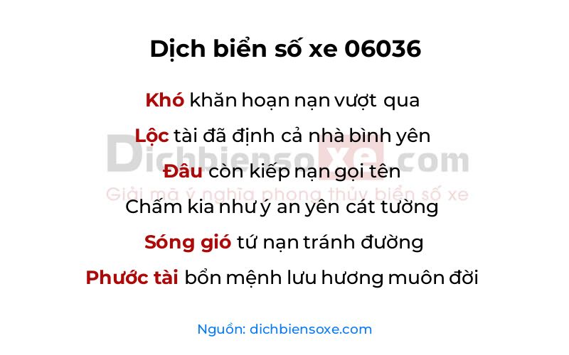 Dịch thơ biển số 06036