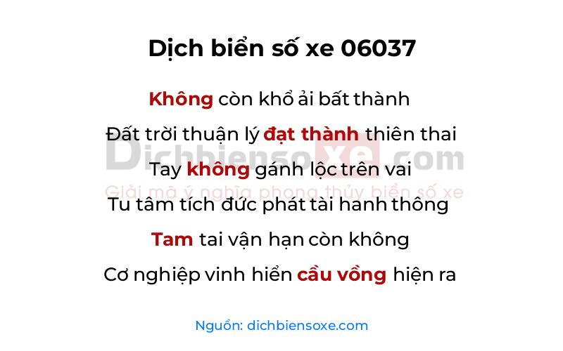 Dịch thơ biển số 06037