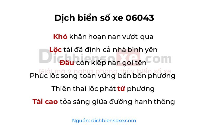 Dịch thơ biển số 06043