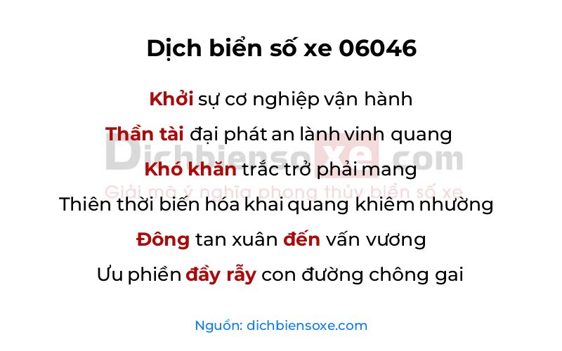 Dịch thơ biển số 06046
