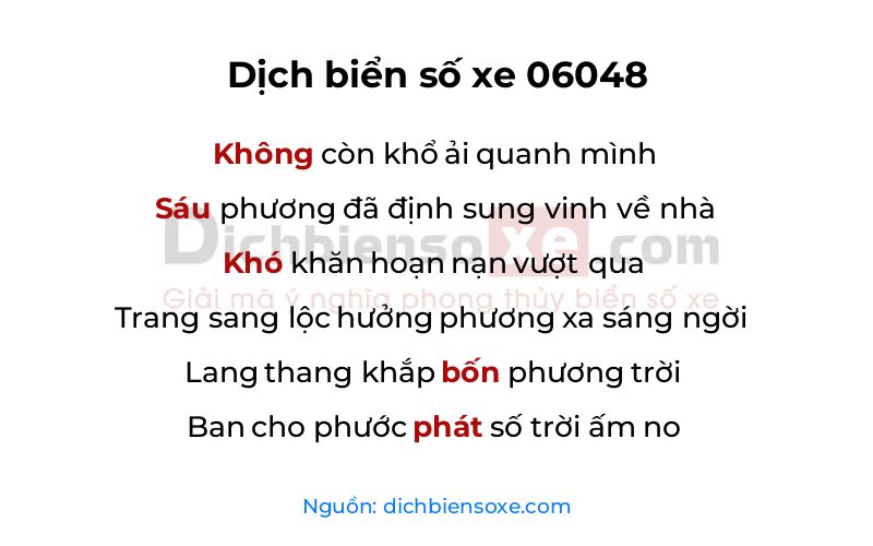 Dịch thơ biển số 06048