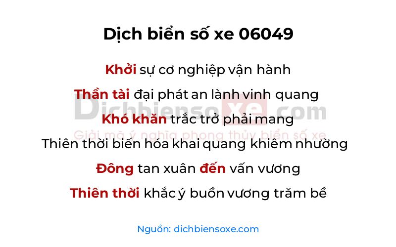 Dịch thơ biển số 06049