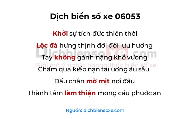 Dịch thơ biển số 06053