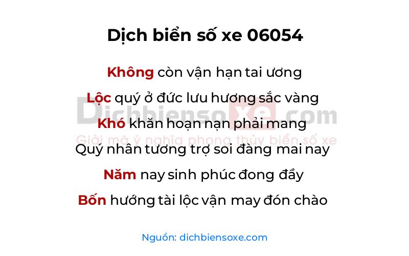 Dịch thơ biển số 06054