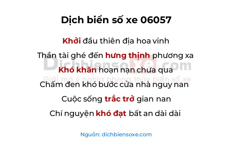 Dịch thơ biển số 06057