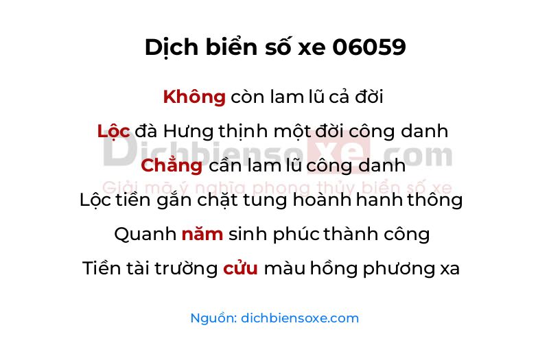 Dịch thơ biển số 06059