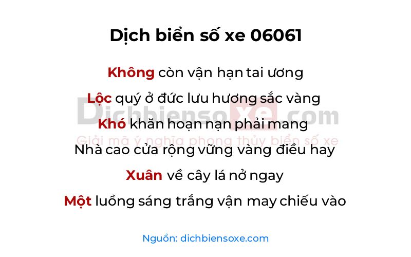 Dịch thơ biển số 06061