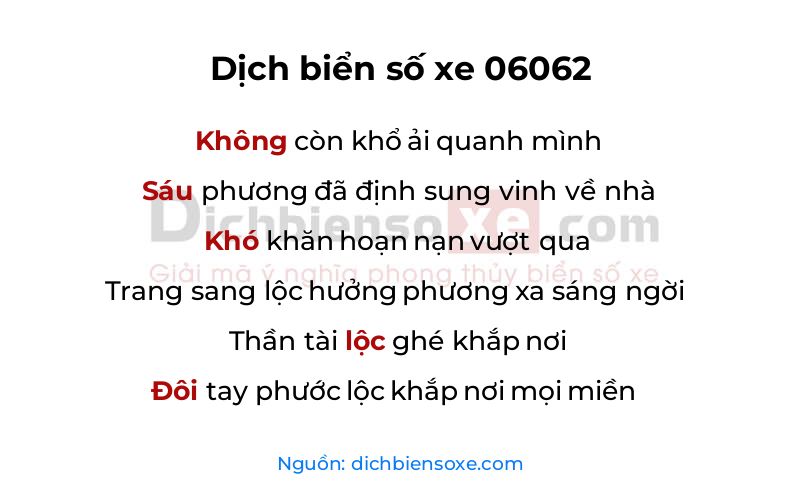 Dịch thơ biển số 06062