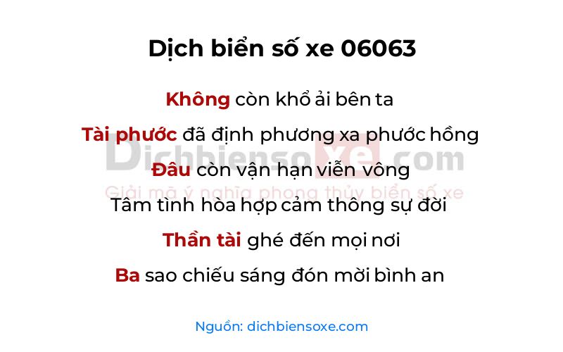 Dịch thơ biển số 06063