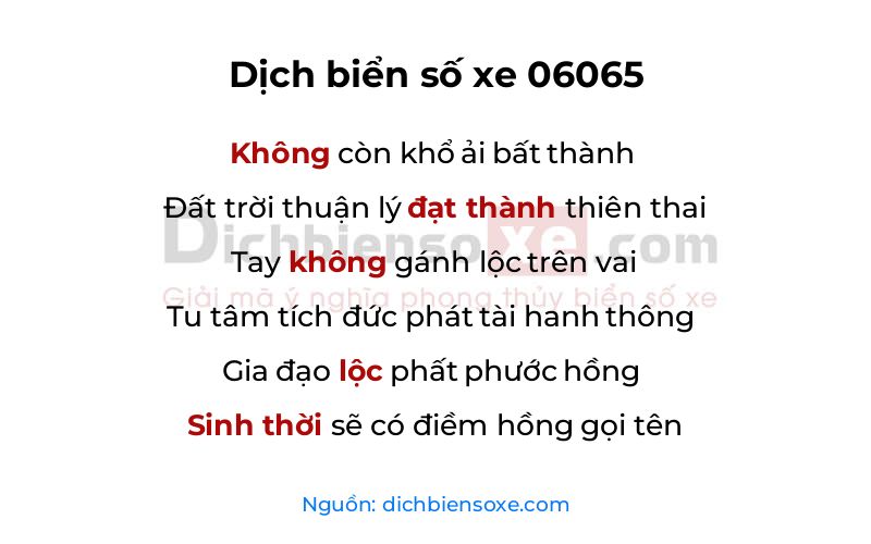 Dịch thơ biển số 06065