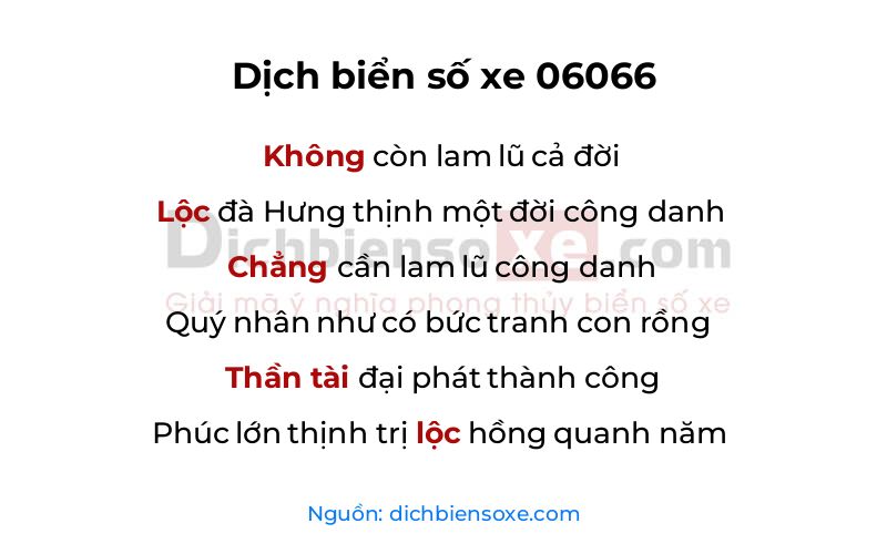 Dịch thơ biển số 06066