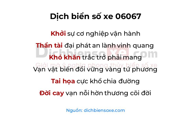 Dịch thơ biển số 06067