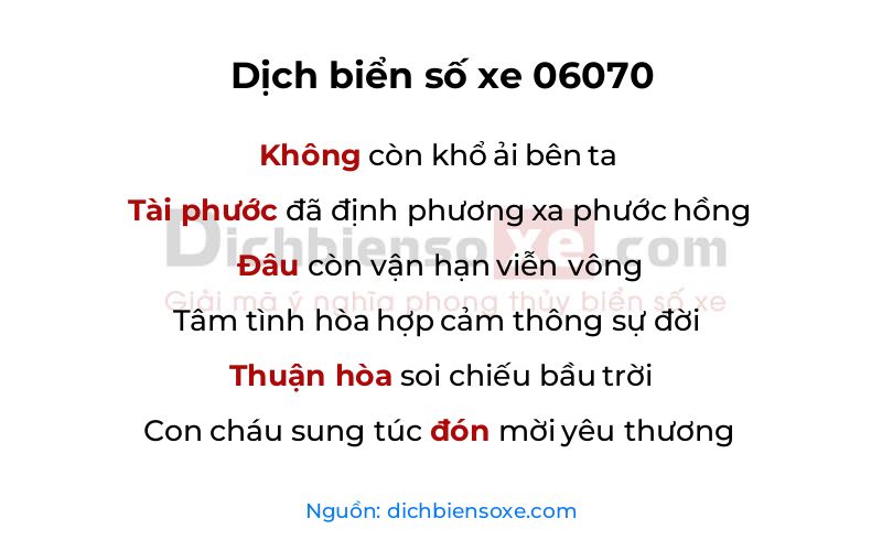 Dịch thơ biển số 06070