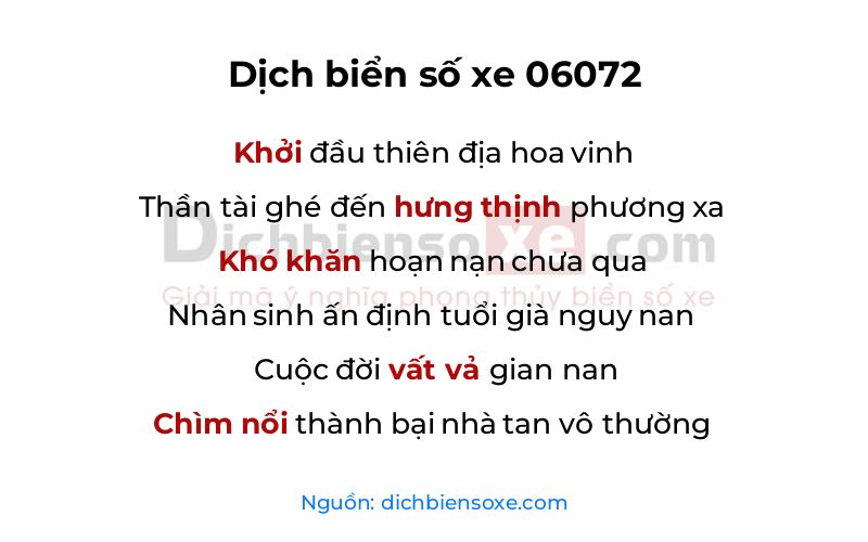 Dịch thơ biển số 06072