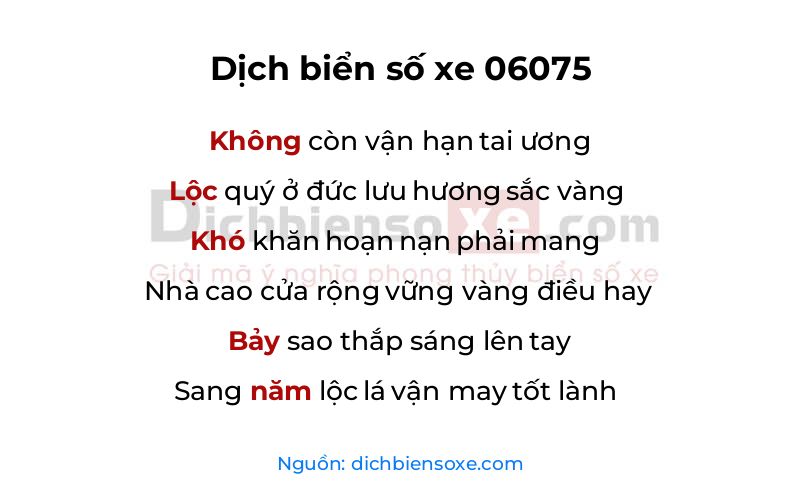 Dịch thơ biển số 06075
