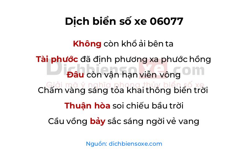 Dịch thơ biển số 06077