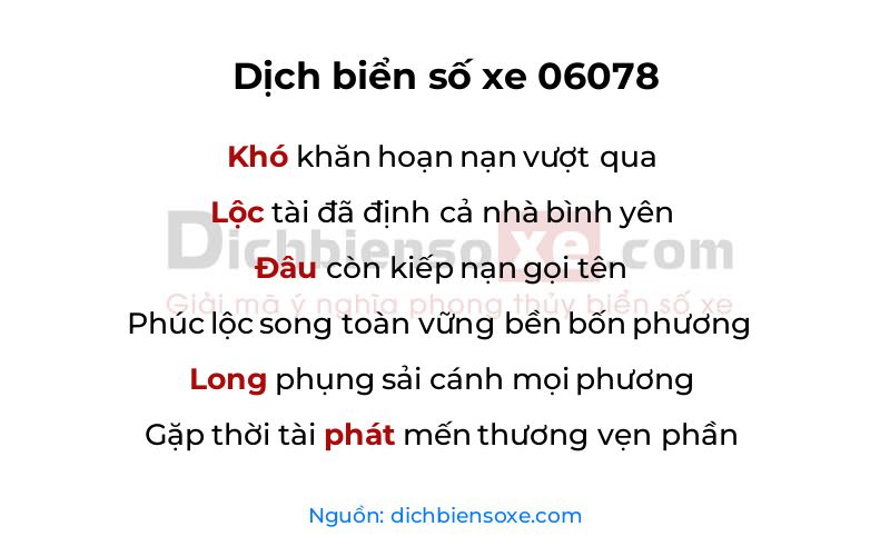 Dịch thơ biển số 06078
