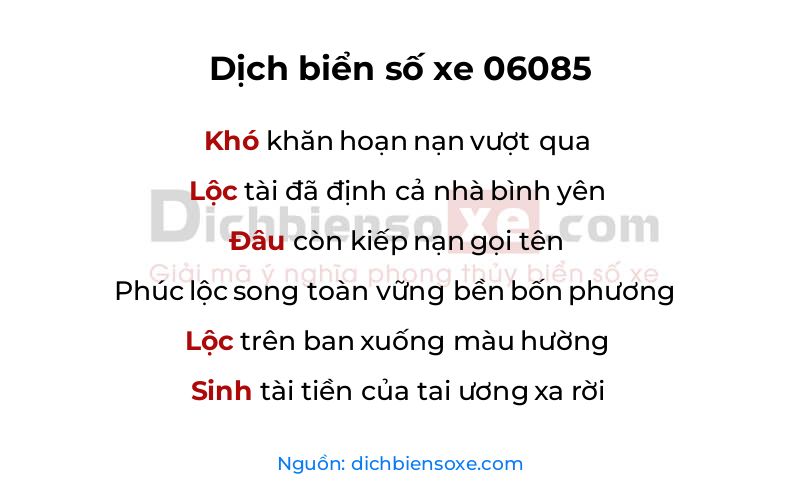 Dịch thơ biển số 06085