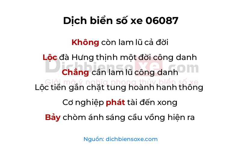 Dịch thơ biển số 06087