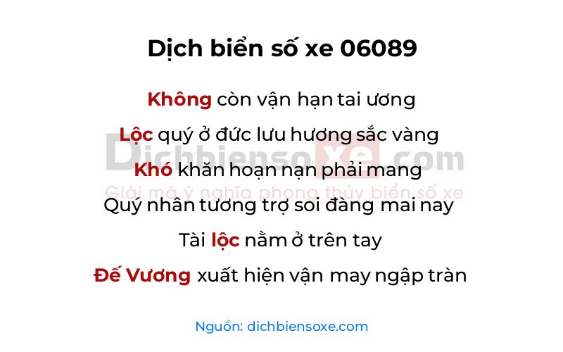 Dịch thơ biển số 06089