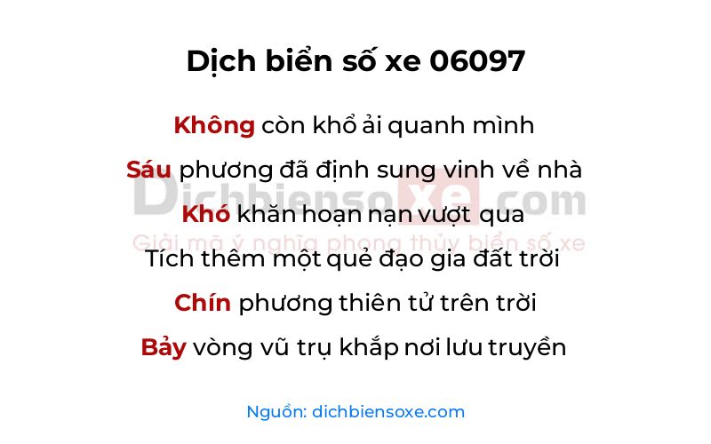 Dịch thơ biển số 06097