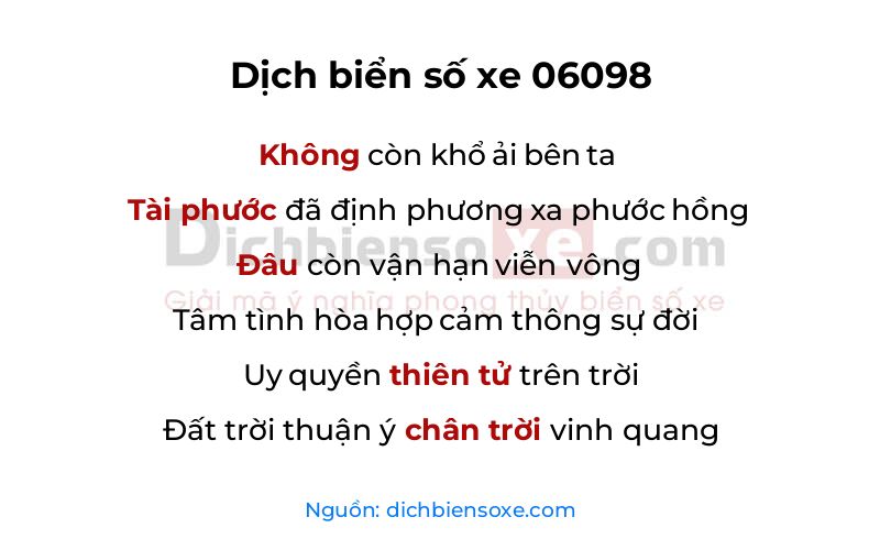 Dịch thơ biển số 06098