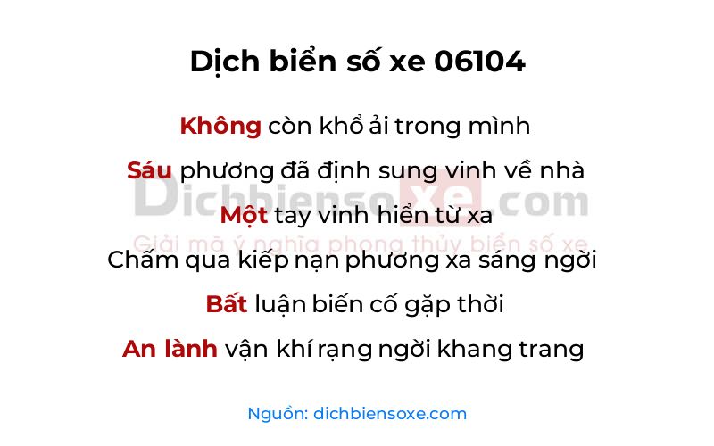 Dịch thơ biển số 06104