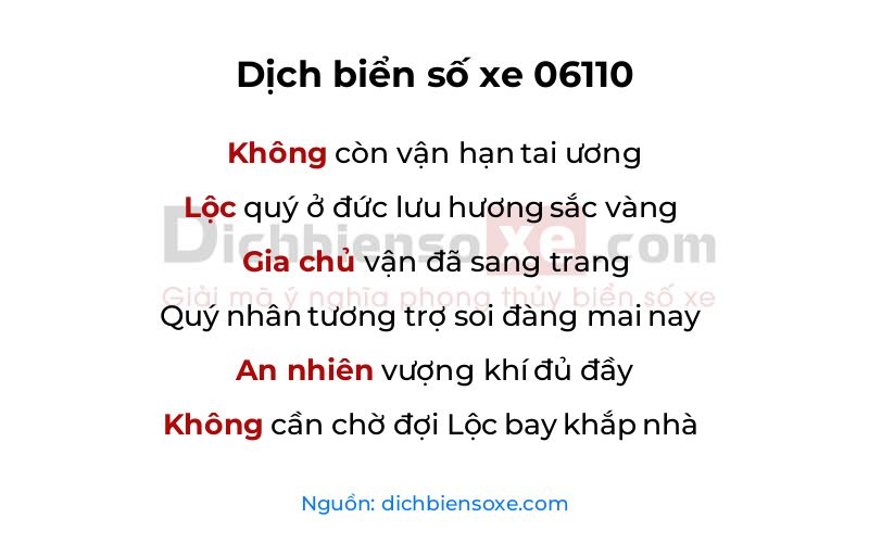 Dịch thơ biển số 06110