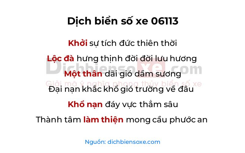 Dịch thơ biển số 06113