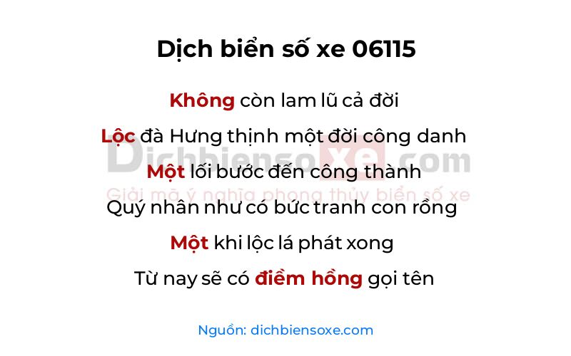 Dịch thơ biển số 06115