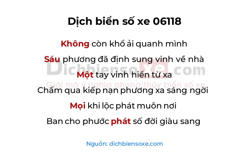 Dịch thơ biển số 06118