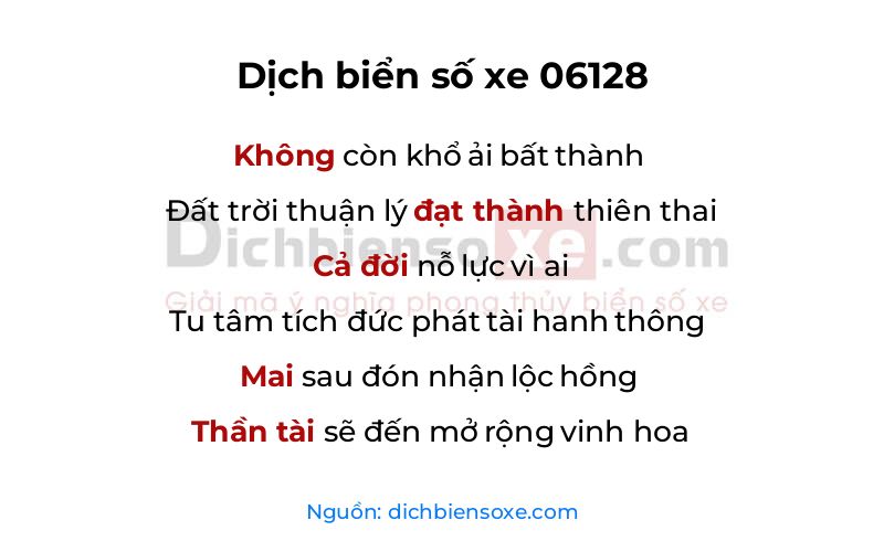 Dịch thơ biển số 06128