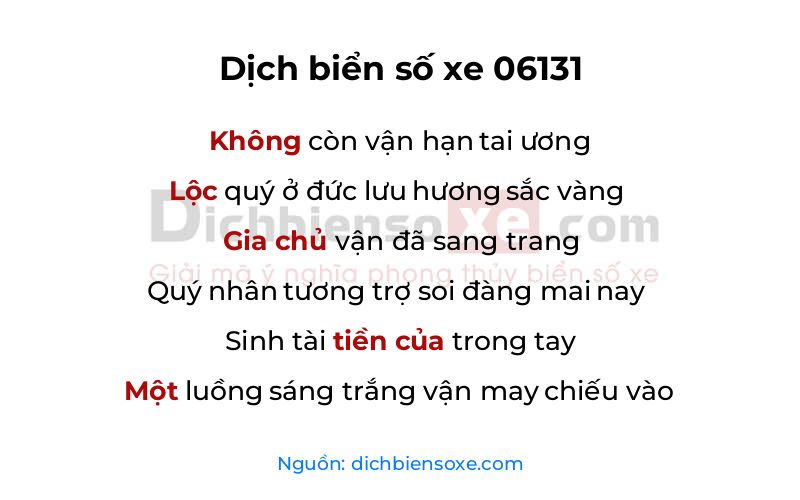 Dịch thơ biển số 06131