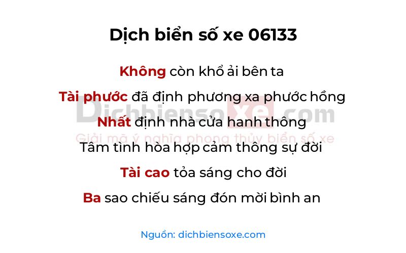 Dịch thơ biển số 06133
