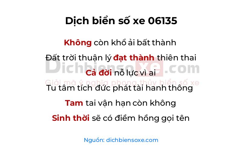 Dịch thơ biển số 06135