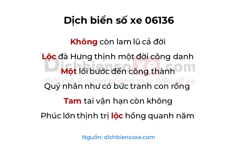 Dịch thơ biển số 06136