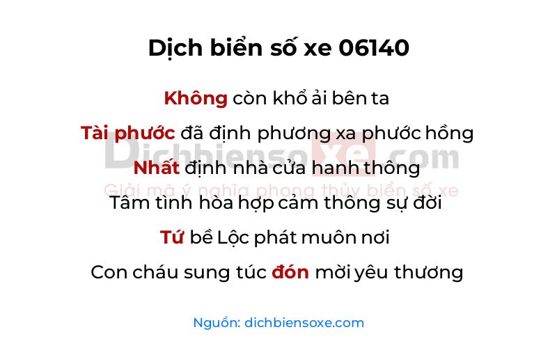Dịch thơ biển số 06140